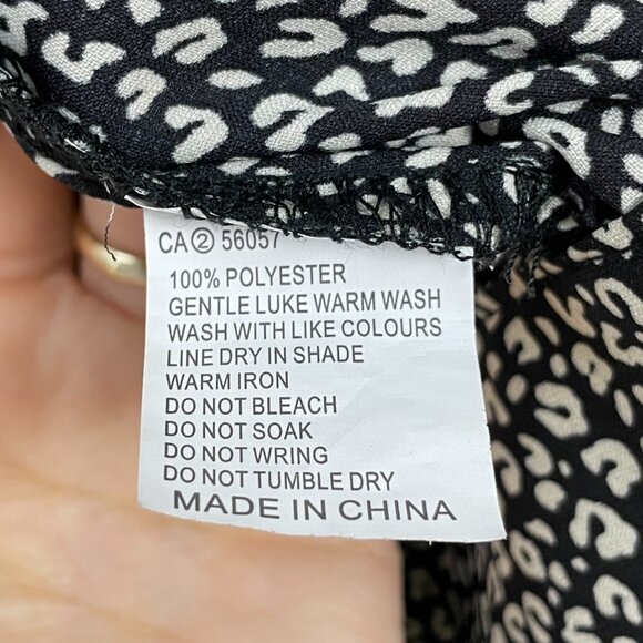 Princess Polly New Mood Top Tie Front Deep V Size 8 Animal Print Balloon Sleeve - Picture 6 of 13